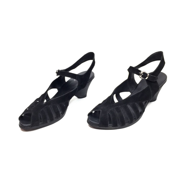 Arche Black Nubuck Strappy Heeled Sandals - Picture 4 of 12